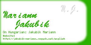 mariann jakubik business card